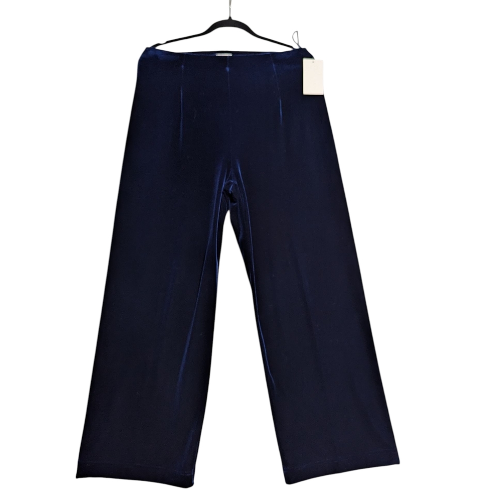 Draper's & Damon's Women's Navy Blue Velvet Wide-Leg Pull On Size Medium